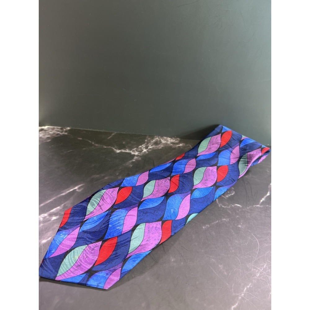 J Garcia Necktie Silk Collectors Edition Geometric Colorful Wavy